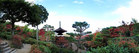 2011年12月5日　常寂光寺　紅葉　パノラマ写真(3)　多宝塔付近