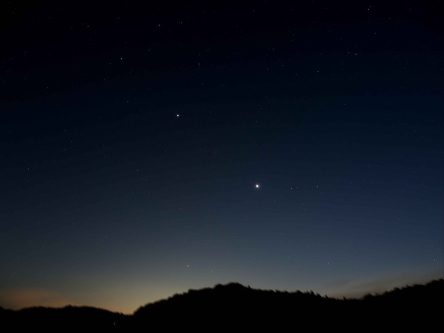 夕刻の木星・金星・ふたご座