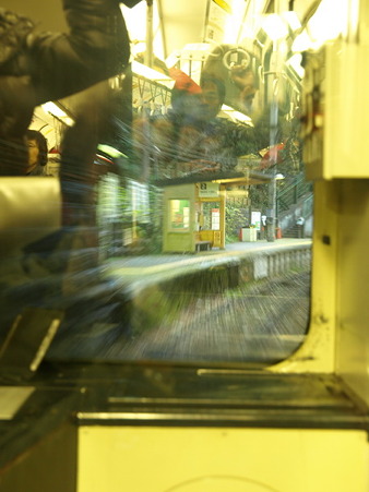 箱根登山電車の車窓(塔ノ沢駅界隈)