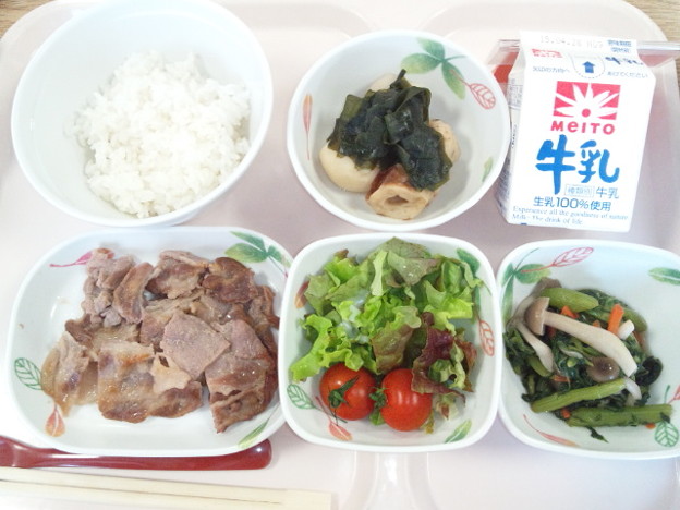 ４月２３日昼食 豚肉の生姜焼き 病院食 写真共有サイト フォト蔵