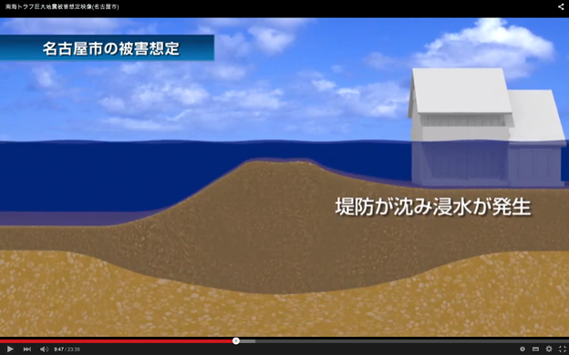 名古屋市が「南海トラフ巨大地震」の被害想定のイメージ映像を公開 - 9：堤防が沈下した場合のイメージ映像